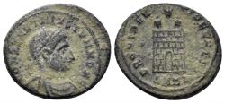 Ancient Coins - Constantine II, as Caesar. 316-337 AD. AE Follis (2.87g, 19.5mm). Heraclea mint. Struck 327-9 AD. RIC 96