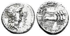 Ancient Coins - L. Manlius Torquatus. 82 BC. AR Denarius (4.00g, 16.5mm). With L. Cornelius Sulla, military mint moving with Sulla. Crawford 367/3