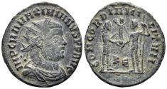 Ancient Coins - Maximianus I. 286-310 AD. AE Radiatus (2.98g, 20mm). Cyzicus mint. Struck 295-9 AD. RIC 16b