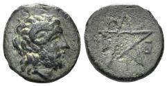 Ancient Coins - Mysia, Pitane. Circa 350 BC. AE 10mm (0.77g). SNG BN 2350