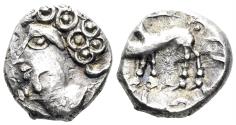 Ancient Coins - Northeast Gaul. Sequani. 1st Century BC. AR Quinarius (1.95g, 12.5mm). D&T 3243