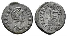Ancient Coins - Aelia Flaccilla, Augusta. 379-386/8 AD. AE4 (0.88g, 13mm). Heraclea mint. Struck 383-8 AD. RIC 17