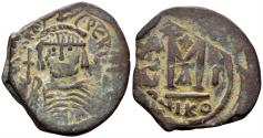 Ancient Coins - Heraclius, 610-641. AE Follis (10.53g, 30mm). Nicomedia mint. Struck RY 1 (610/1). SB 833