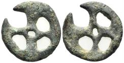 Ancient Coins - Celtic Central Europe. Helvetii. 3rd-2nd centuries BC. Cast AE Wheel (3.23g, 19mm). Siron, Rouelles Objets Mystérieux P1