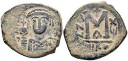 Ancient Coins - Maurice Tiberius. 582-602. AE Follis (12.67g, 31mm). Nicomedia mint. Struck RY 17 (598/9). SB 512