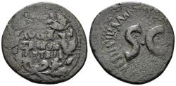 Ancient Coins - Augustus. 27 BC-14 AD. AE Dupondius (5.59g, 22mm). Ti. Sempronius Graccus, moneyer. Rome mint. Struck 17 BC. RIC 349