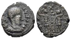 Ancient Coins - Constans. 337-350 AD. AE Follis (0.63g, 11mm).  Contemporary imitation. Imitating the Treveri mint. Struck circa 330-1 AD