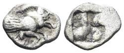 Ancient Coins - Ionia, Klazomenai. Circa 500 BC. AR Hemiobol (0.26g, 8mm). SNG Copenhagen 5