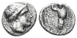 Ancient Coins - Greek, Uncertain. Circa 4th-3rd century BC. AR Hemidrachm (1.70g, 12mm). Unpublished in the standard references