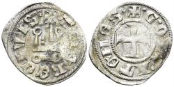 World Coins - Crusaders, Duchy of Athens. Guillaume I de la Roche. 1280-1287. BI Denier Tournois (0.73g, 19mm). Thebes mint. Metcalf, Crusades 1040