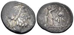 Ancient Coins - Cn. Lentulus Clodianus. 88 BC. AR Quinarius (1.69g, 16mm). Crawford 345/2