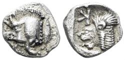 Ancient Coins - Mysia, Kyzikos. Circa 510-475 BC. AR Obol (0.77g, 9mm). SNG BN 380