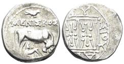 Ancient Coins - Illyria, Dyrrhachion. Circa 250-200 BC. AR Drachm (3.25g, 17mm). Meniskos and Dionysios, magistrate. SNG Copenhagen 467