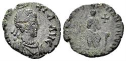 Ancient Coins - Aelia Eudoxia. Augusta, 400-404 AD. AE3 (1.89g, 16mm). Antioch mint. Struck 400-4 AD. RIC 83