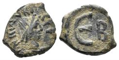 Ancient Coins - Maurice Tiberius. 582-602. AE Pentanummium (1.15g, 14mm). Constantinople mint. SB 501A