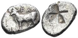 Ancient Coins - Bithynia, Kalchedon. Circa 386-340 BC. AR Triobol (2.19g, 14mm). RG 291, 10; BMC 125, 10