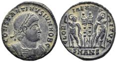 Ancient Coins - Constantine II, as Caesar. 317-337 AD. AE Follis (2.47g, 17mm). Antioch mint. Struck 335 AD. RIC 87