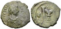 Ancient Coins - Justinian I. 527-565. AE Follis (13.55g, 31mm). Antioch mint. Struck 533-7. SB 216 var