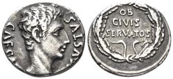 Ancient Coins - Augustus. 27 BC-14 AD. AR Denarius (3.81g, 18mm). Uncertain mint in Spain (Colonia Patricia?). Struck 19 BC. RIC 77a