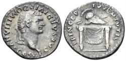 Ancient Coins - Domitian, as Caesar. 69-81 AD. AR Denarius (3.01g, 18.5mm). Rome mint. Struck 80/1 AD. RIC 51 (Titus)