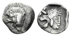Ancient Coins - Mysia, Kyzikos. Circa 510-475 BC. AR Hemiobol (0.34 gm, 8.5mm). SNG Kayan 56