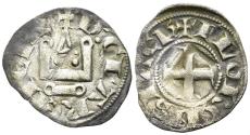 World Coins - Crusaders, Principality of Achaea. Florent de Hainaut. 1289-1297. BI Denier Tournois (0.58g, 19mm). Chiarenza mint. Metcalf, Crusaders, 960