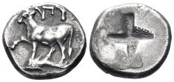 Ancient Coins - Thrace, Byzantium. 357-340 BC. AR Hemidrachm (2.51g, 13mm). SNG BM-36-41