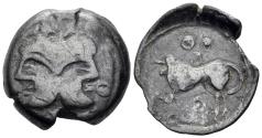 Ancient Coins - Celtic Northeast Gaul. Suessiones. Circa 60-30/25 BC. AE 17mm (2.90g). D&T 563
