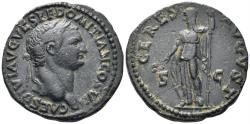Ancient Coins - Domitian, as Caesar. 69-81 AD. AE Dupondius (10.86g, 27mm). Rome mint. Struck 80/1 AD. RPC 508 (Thracian mint)
