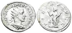 Ancient Coins - Trebonianus Gallus. 251-253 AD. AR Antoninianus (3.53g, 22mm). Rome mint. Struck late 252 AD. RIC 72