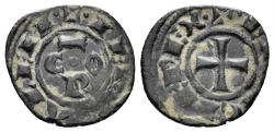 World Coins - Italy, Sicily. Kingdom. Conrad I von Hohenstaufen. 1194-1268. Billon Denar (0.70 gm, 15mm). Messina mint. Struck 1250-1254. Travaini 54