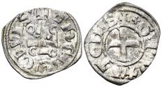 World Coins - Crusaders, Duchy of Athens. Guillaume I de la Roche. 1280-1287. BI Denier Tournois (0.87g, 19mm). Thebes mint. Metcalf, Crusades 1039