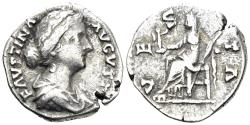 Ancient Coins - Faustina II, Augusta. 147-175 AD. AR Denarius (3.00g, 18mm). Rome mint Struck circa 165-70 AD. RIC 737