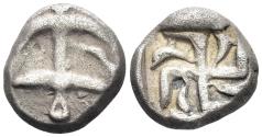 Ancient Coins - Thrace, Apollonia Pontika. Circa 450 BC. AR Drachm (3.29g, 13mm). SNG Stancomb 30