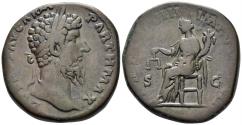 Ancient Coins - Lucius Verus. 161-169 AD. AE Sestertius (22.84g, 31mm). Rome mint. Struck 168 AD. RIC 1479