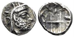 Ancient Coins - Persis. Uncertain King I-X. 2nd century BC. AR Obol (0.68g, 8mm). Istakhr (Persepolis) mint. van't Haaff, Persis, Type 553c