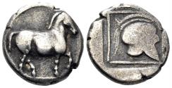Ancient Coins - Macedonian Kingdom. Alexander I. Circa 476/5-460 BC. AR Tetrobol (1.33g, 13mm). Raymond 85; SNG ANS 29