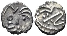 Ancient Coins - Celtic Northeast Gaul. Sequani. Togirix. Circa 50 BC. AR Quinarius (1.69g, 14mm). Castelin 717