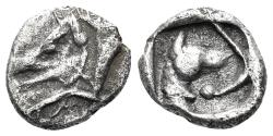 Ancient Coins - Lykian Dynasts. Uncertain dynast. Circa 480/70-430 BC. AR Hemiobol (0.41g, 7.5mm). Traité II 184 var.