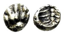 Ancient Coins - Ionia, Miletos. Circa 600-546 BC. El 1/48 Stater (Electrum, 0.20 gm, 5mm). Weidauer 168