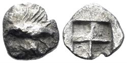 Ancient Coins - Mysia, Kyzikos. Circa 550-530 BC. AR Hemiobol (0.40g, 7.5mm). SNG Tübingen 2210