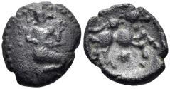 Ancient Coins - Celtic Northeast Gaul. Bellovaci. Circa 100-50 BC. AE 19mm (3.34g). Class IIIa. D&T 315