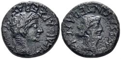 Ancient Coins - Macedon. Thessalonika. Tiberius, with Livia. 14-37 AD. AE 22mm (8.69g). RPC I 1657