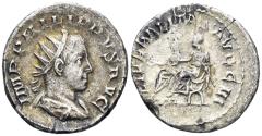 Ancient Coins - Philip II. 244-249 AD. AR Antoninianus (3.50g, 22mm). Rome mint. Struck 247-9 AD. RIC 230