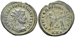 Ancient Coins - Diocletian. 284-305 AD. AE Radiatus (3.36g, 22mm). Antioch mint. Struck 296 AD. RIC 325