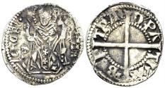 World Coins - Italy, Aquileia. Bertrando di San Genesio, Patriarch. 1334-1350. AR Denaro (1.16g, 20mm). Bernardi 43