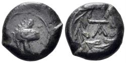 Ancient Coins - Sicily, Tauromenion. Campanian Mercenaries. Circa 354-344 BC. AE 13mm (2.01g). Calciati 2-3