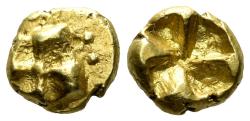 Ancient Coins - Ionia, Uncertain. Circa 625-600 BC. EL Myshemihekte – Twenty-fourth Stater (0.65g, 7mm). Phokaic standard. Cf. CNG E-337, lot 95