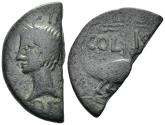 Ancient Coins - Roman Gaul, Nemausus. Augustus. 27 BC-14 AD. AE Halved As (4.83g, 25mm). Struck 10 AD or later. RPC I 523