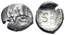 Ancient Coins - Lykia. Dynasts. Uteves or Wete. Circa 480-460 BC. AR 1/6 Stater (1.36g, mm). Cf. Müseler III, 12 (tetrobol)